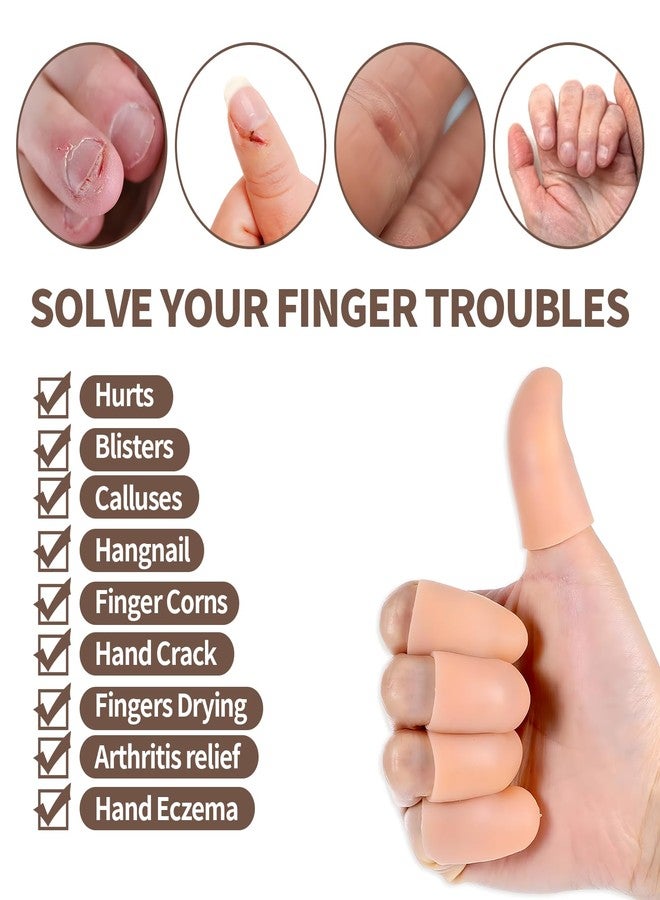 Creztail 10PCS Silicone Finger Protectors Cots Thumb Protector - Waterproof Finger Protector for Cuts, Injuries & Crafting, Fingertip Protector Glove That Covers Thumb Finger Covers(Medium & Large, Nude) - Image 4